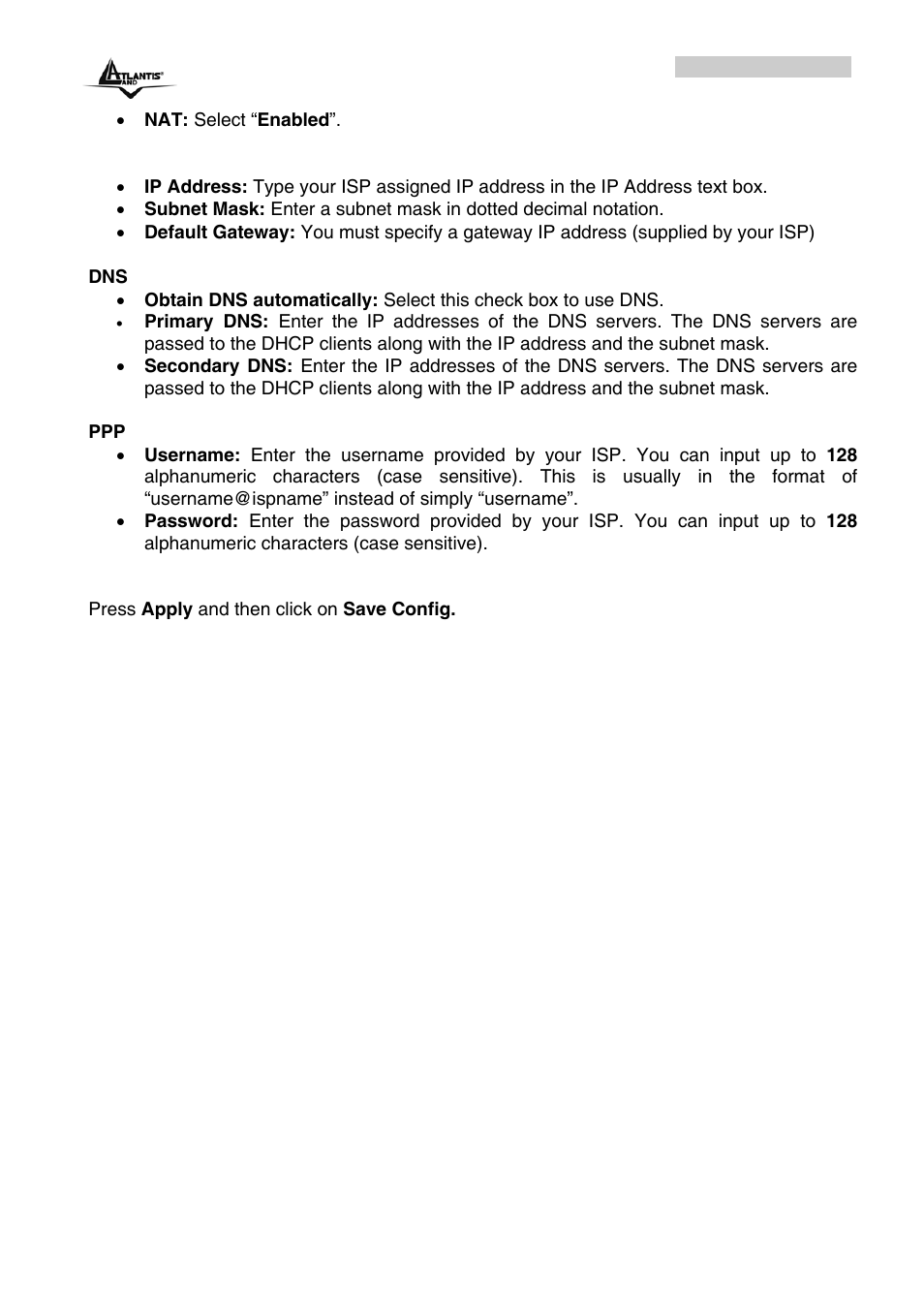 Atlantis Land A02-RA243-W54M_ME01 User Manual | Page 31 / 88