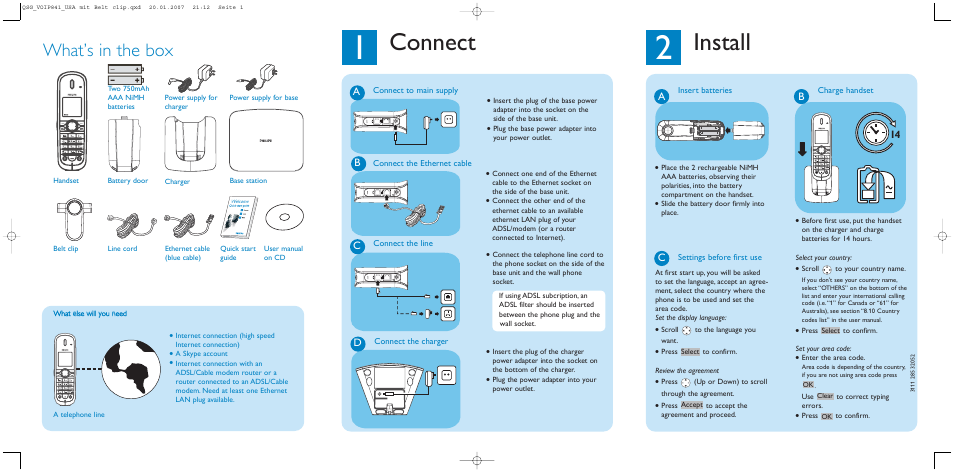 Philips Internet-DECT phone VOIP8411B User Manual | 2 pages