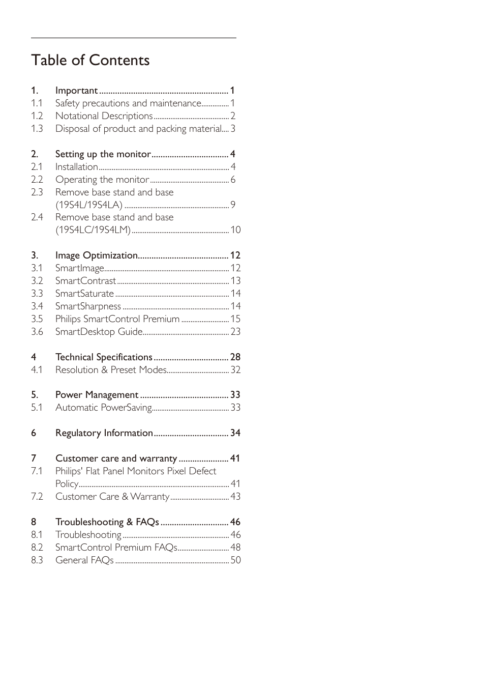 Philips 19S4LSB-27 User Manual | Page 2 / 54