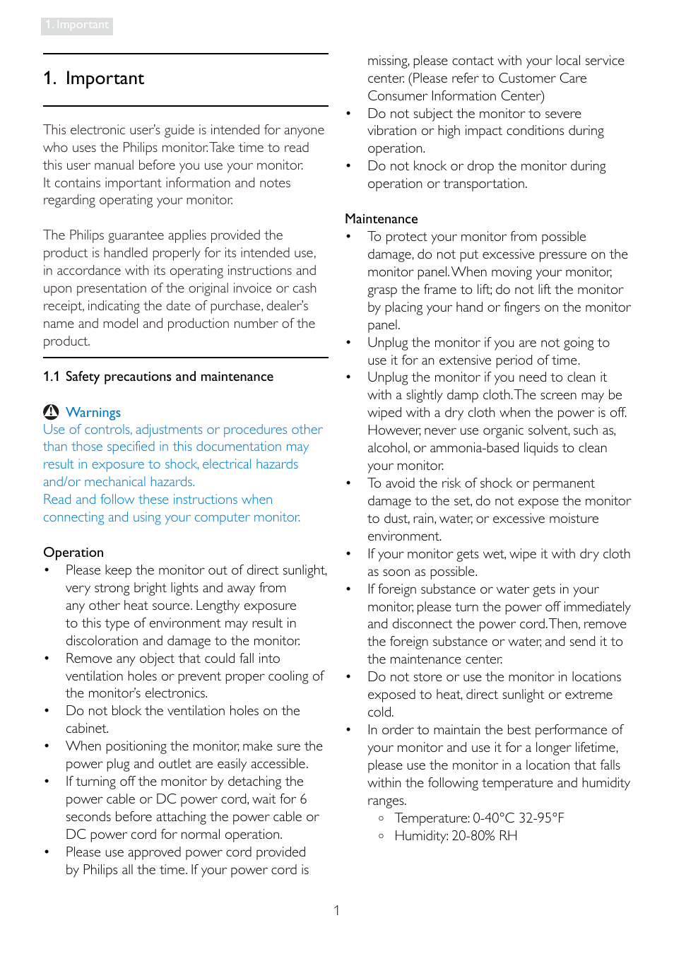 Important | Philips 19S4LSB-27 User Manual | Page 3 / 54