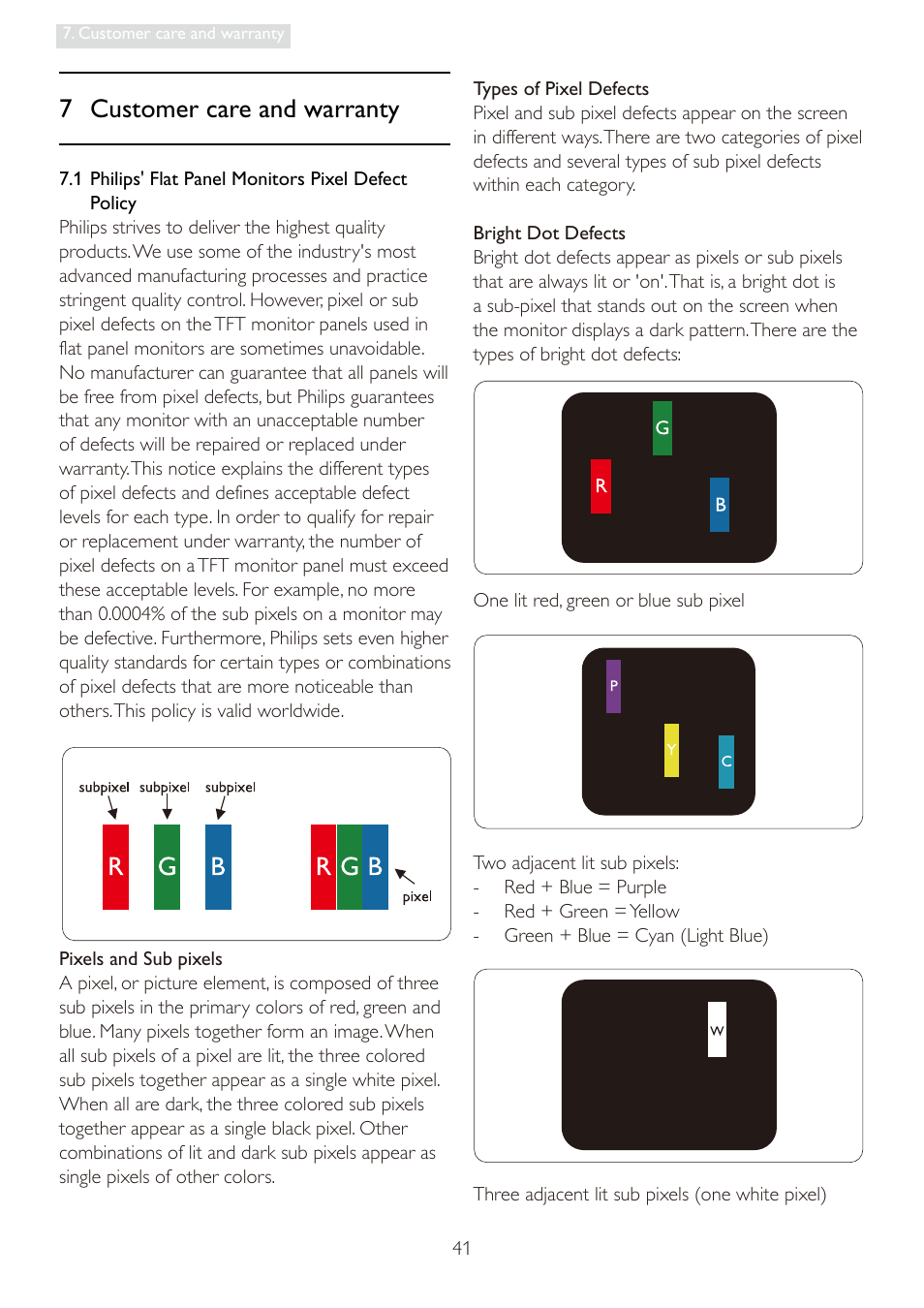 7 customer care and warranty | Philips 19S4LSB-27 User Manual | Page 43 / 54