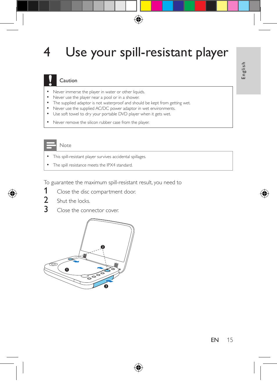 4 use your spill-resistant player | Philips PD704-37 User Manual | Page 15 / 24
