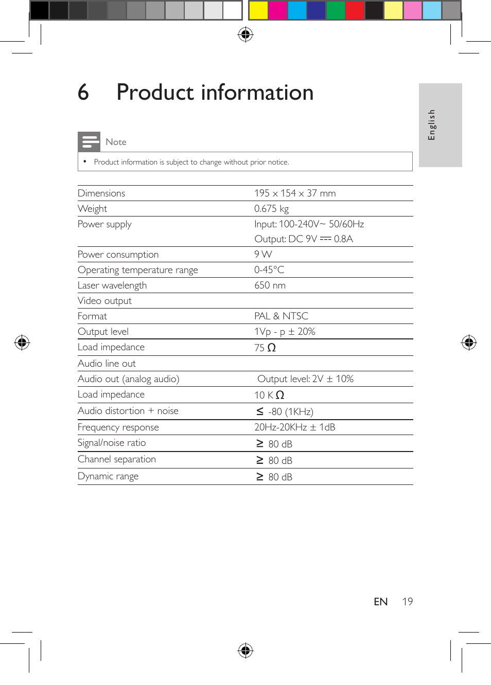 6 product information | Philips PD704-37 User Manual | Page 19 / 24