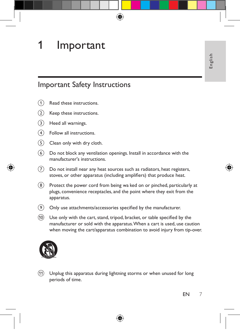 1 important, Important safety instructions | Philips PD704-37 User Manual | Page 7 / 24