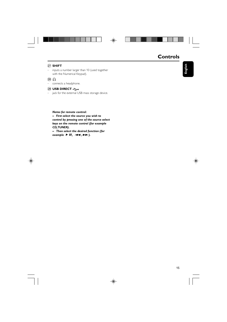 Controls | Philips MCM704D-37 User Manual | Page 15 / 32