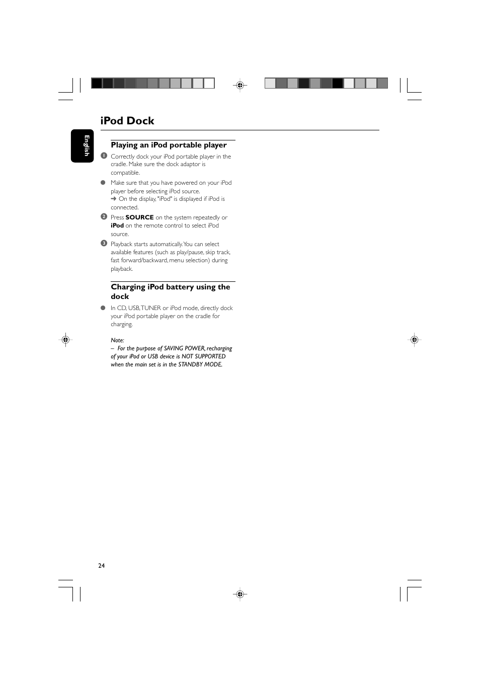 Ipod dock | Philips MCM704D-37 User Manual | Page 24 / 32