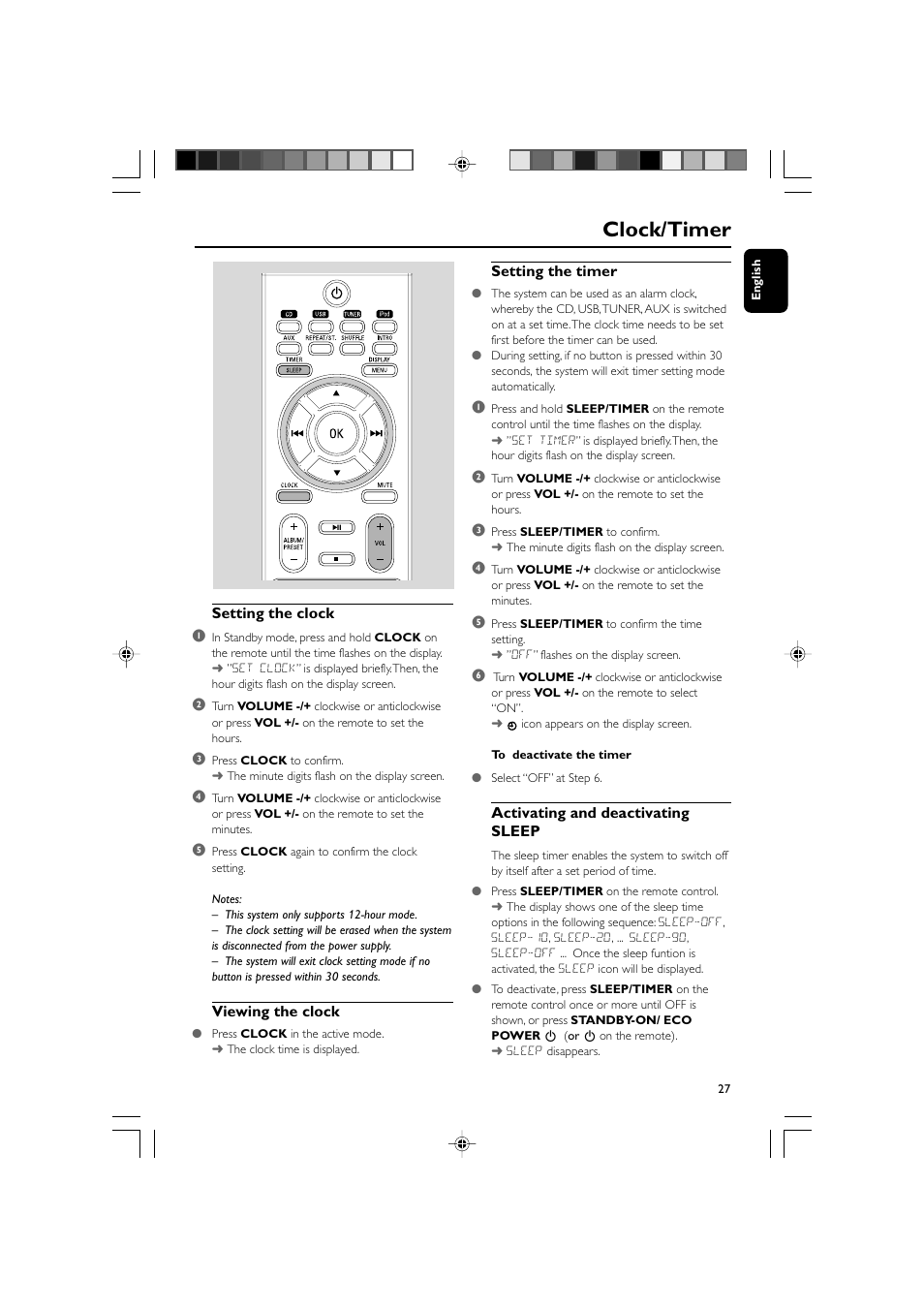 Clock/timer | Philips MCM704D-37 User Manual | Page 27 / 32