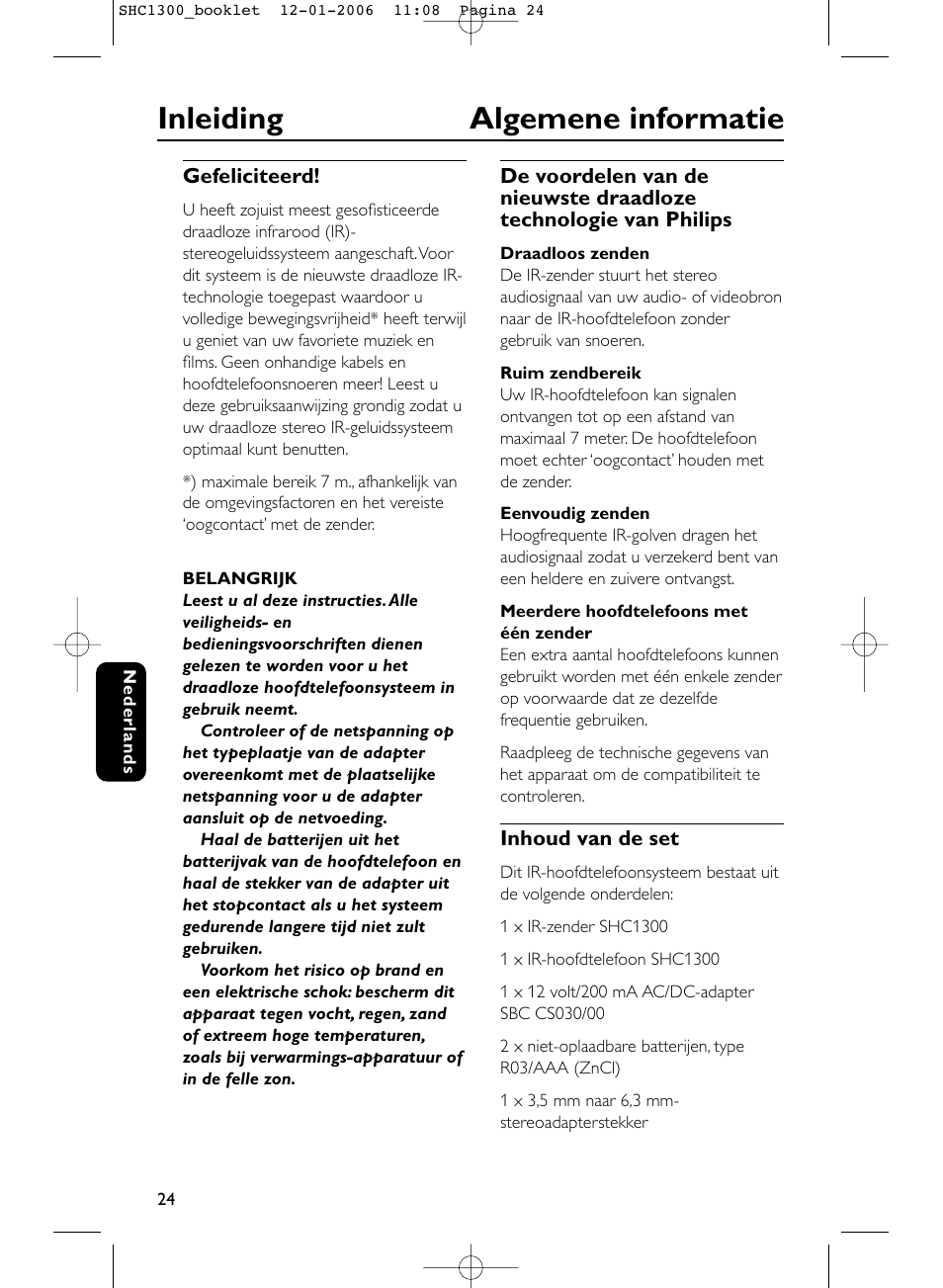 Inleiding algemene informatie | Philips SHC1300-61 User Manual | Page 24 / 94