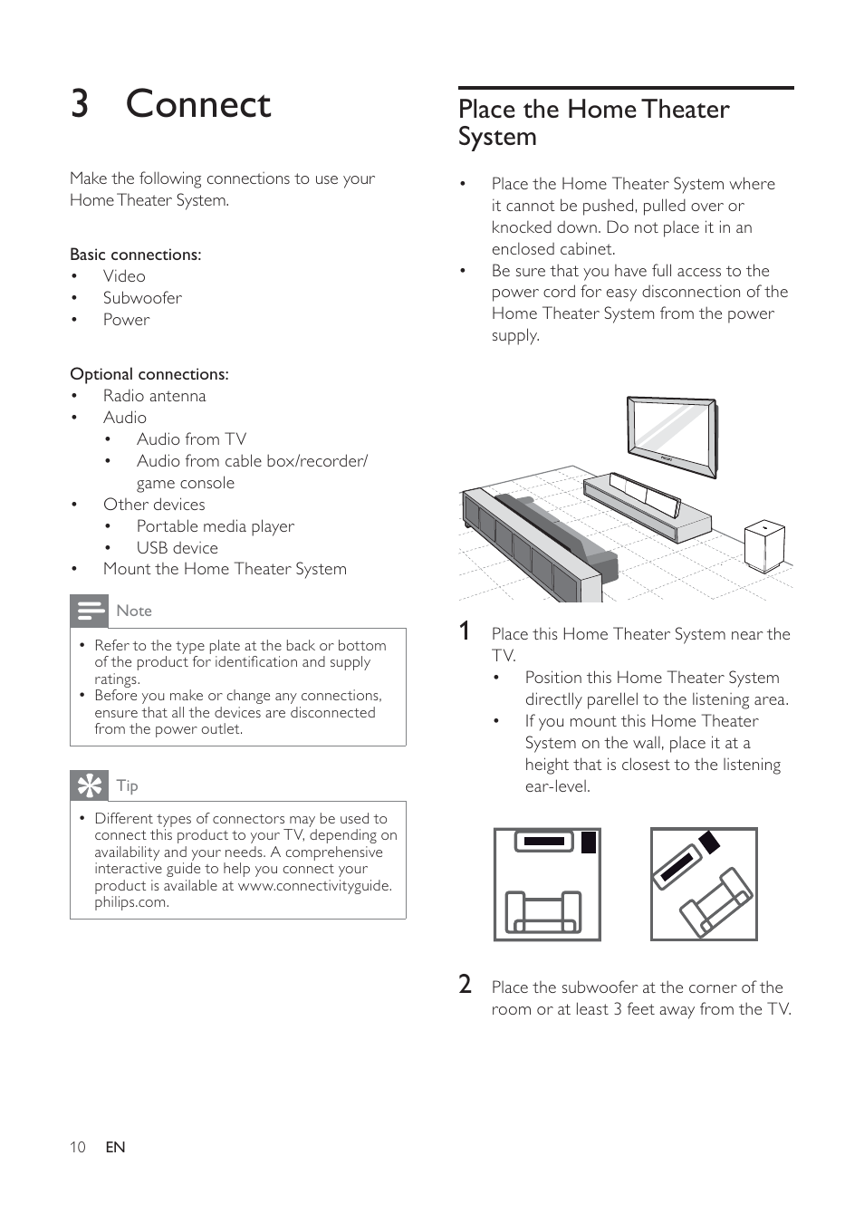 3 connect | Philips HTS6120-37 User Manual | Page 10 / 52