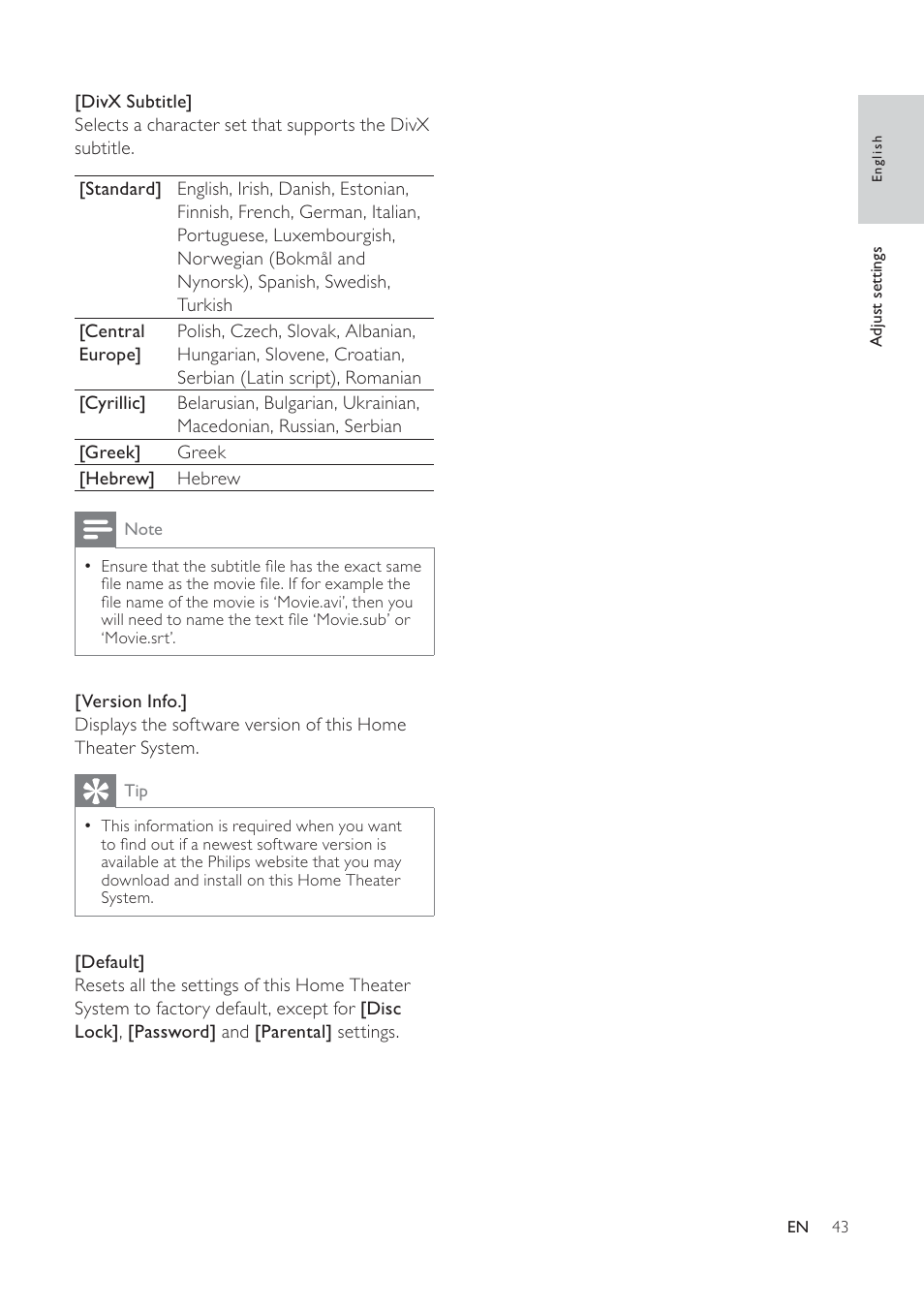 Philips HTS6120-37 User Manual | Page 43 / 52