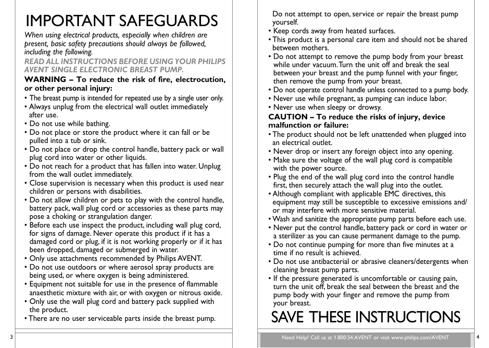 Save these instructions, Important safeguards | Philips SCF312-01 User Manual | Page 3 / 39