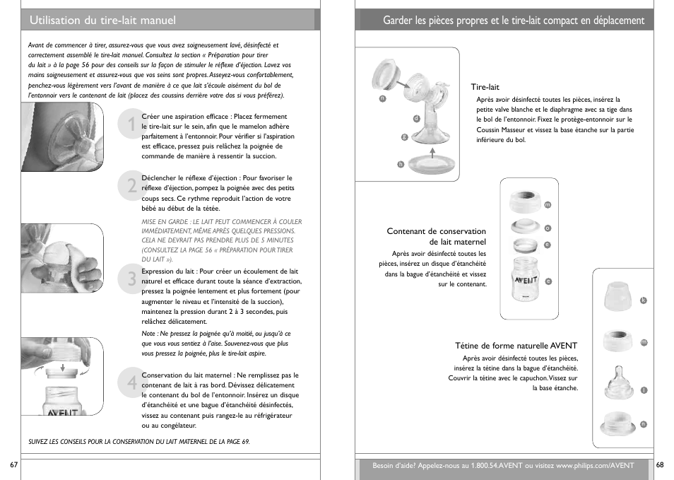 Utilisation du tire-lait manuel | Philips SCF312-01 User Manual | Page 35 / 39