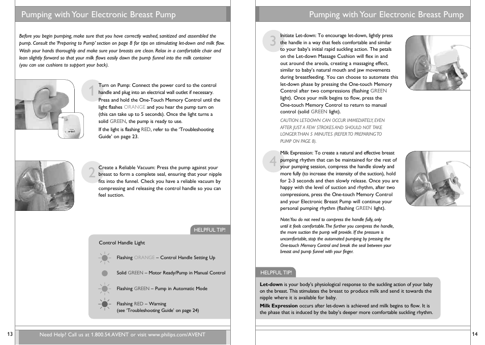 Pumping with your electronic breast pump | Philips SCF312-01 User Manual | Page 8 / 39
