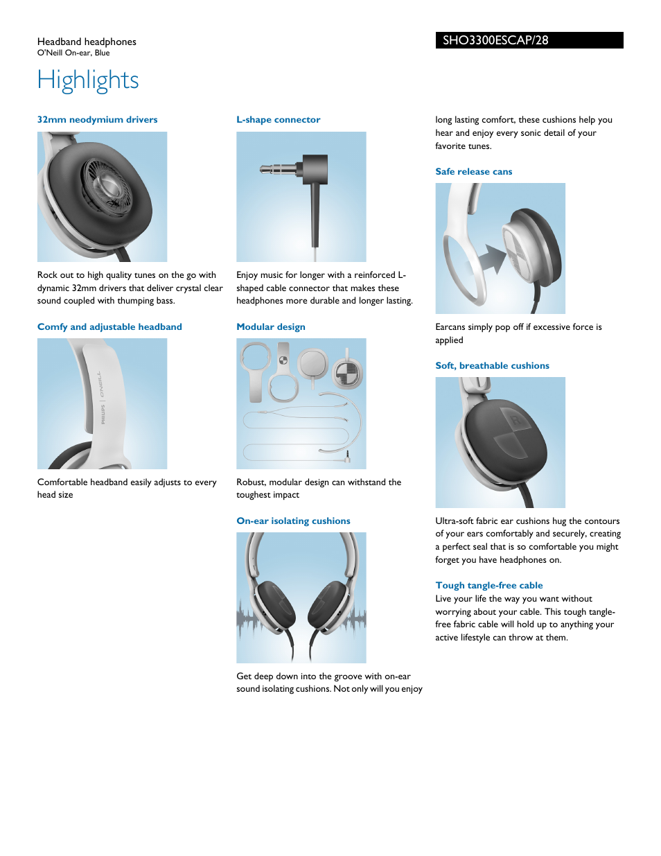 Highlights | Philips SHO3300ESCAP-28 User Manual | Page 2 / 3