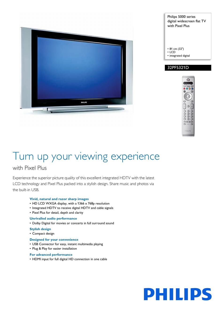 Philips 32PF5321D-37 User Manual | 3 pages