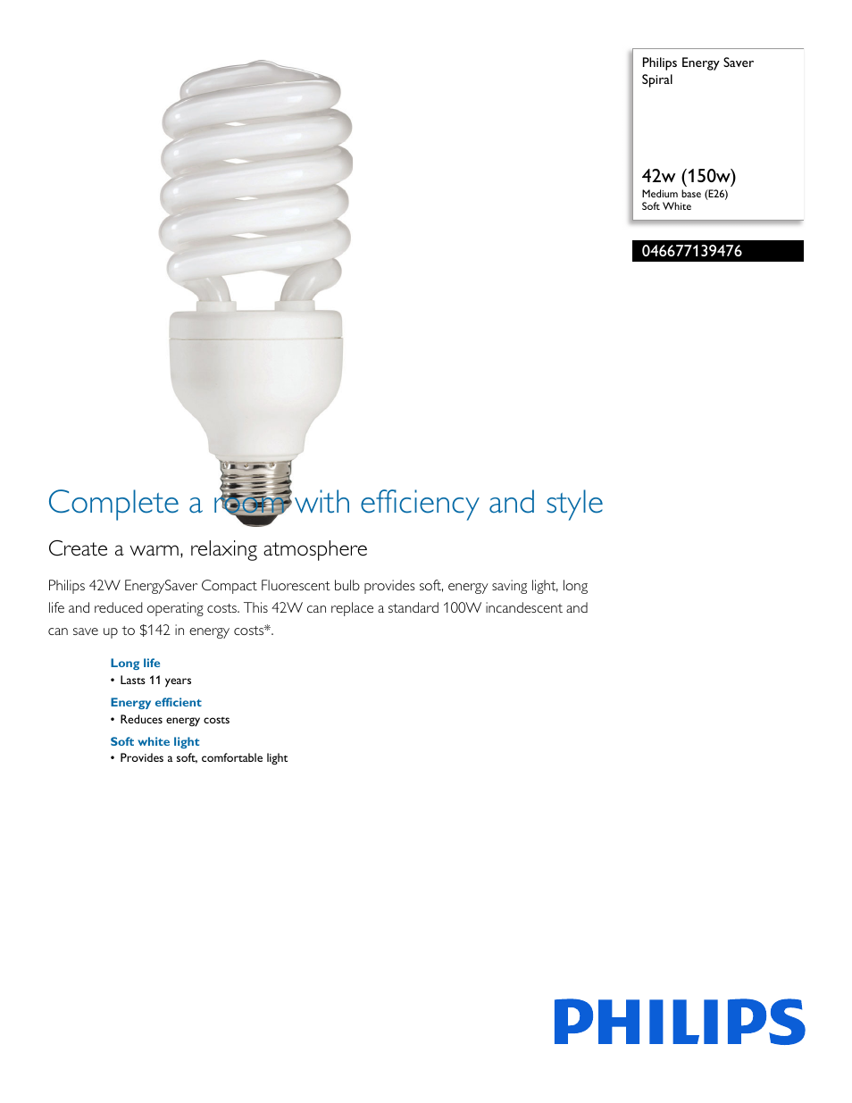 Philips 046677139476 User Manual | 2 pages