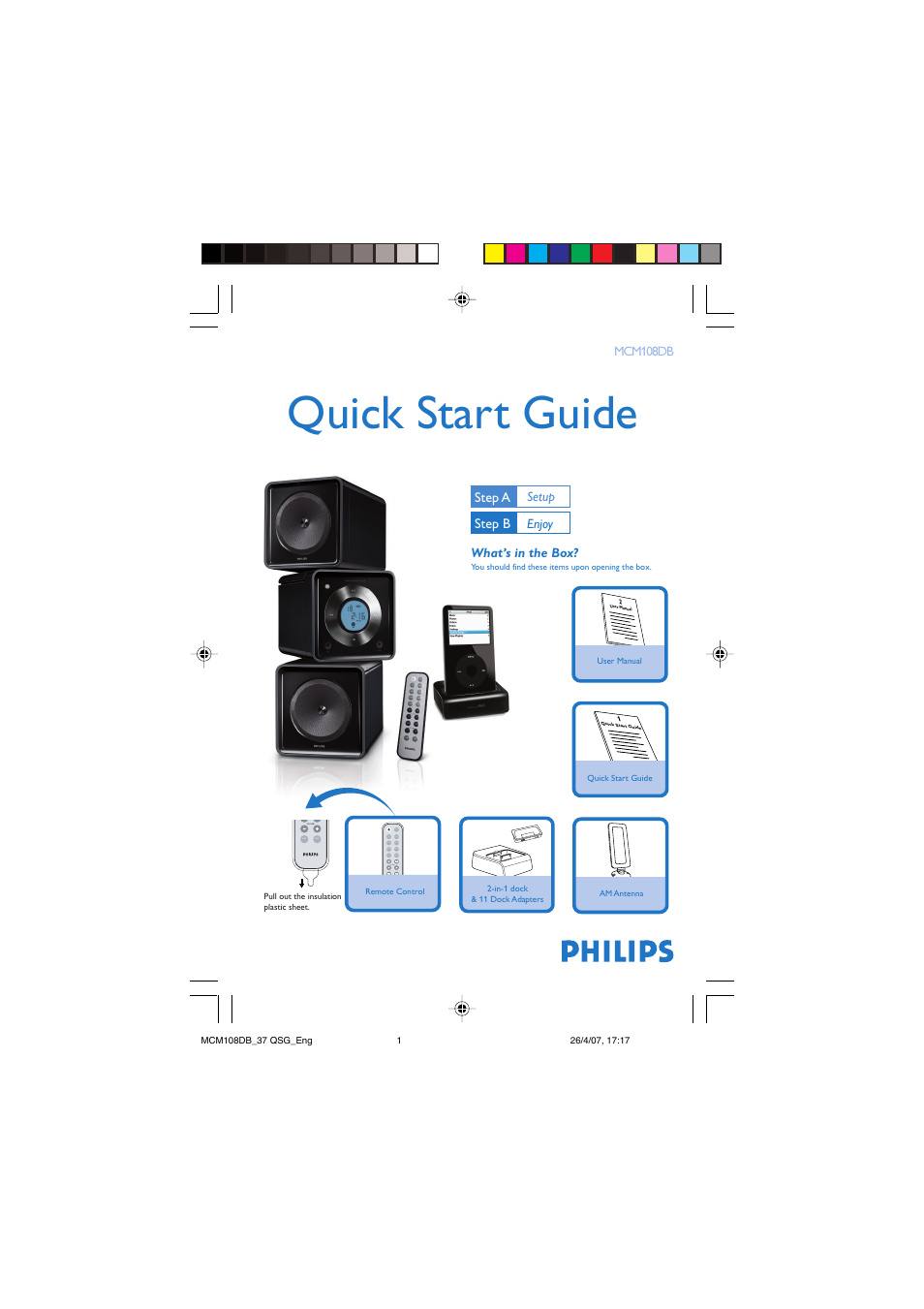 Philips MP3-WMA-CD playback Micro Hi-Fi System User Manual | 4 pages