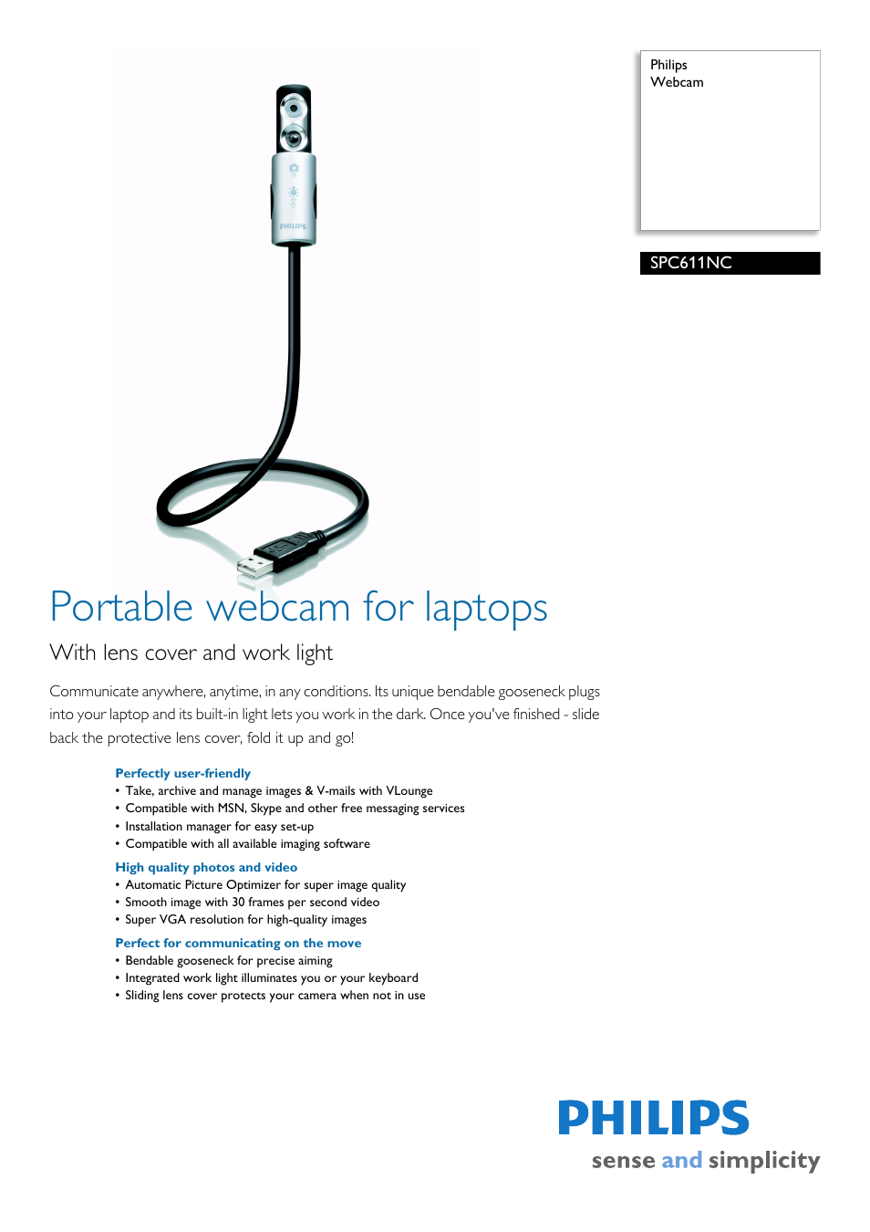 Philips SPC611NC-37 User Manual | 2 pages