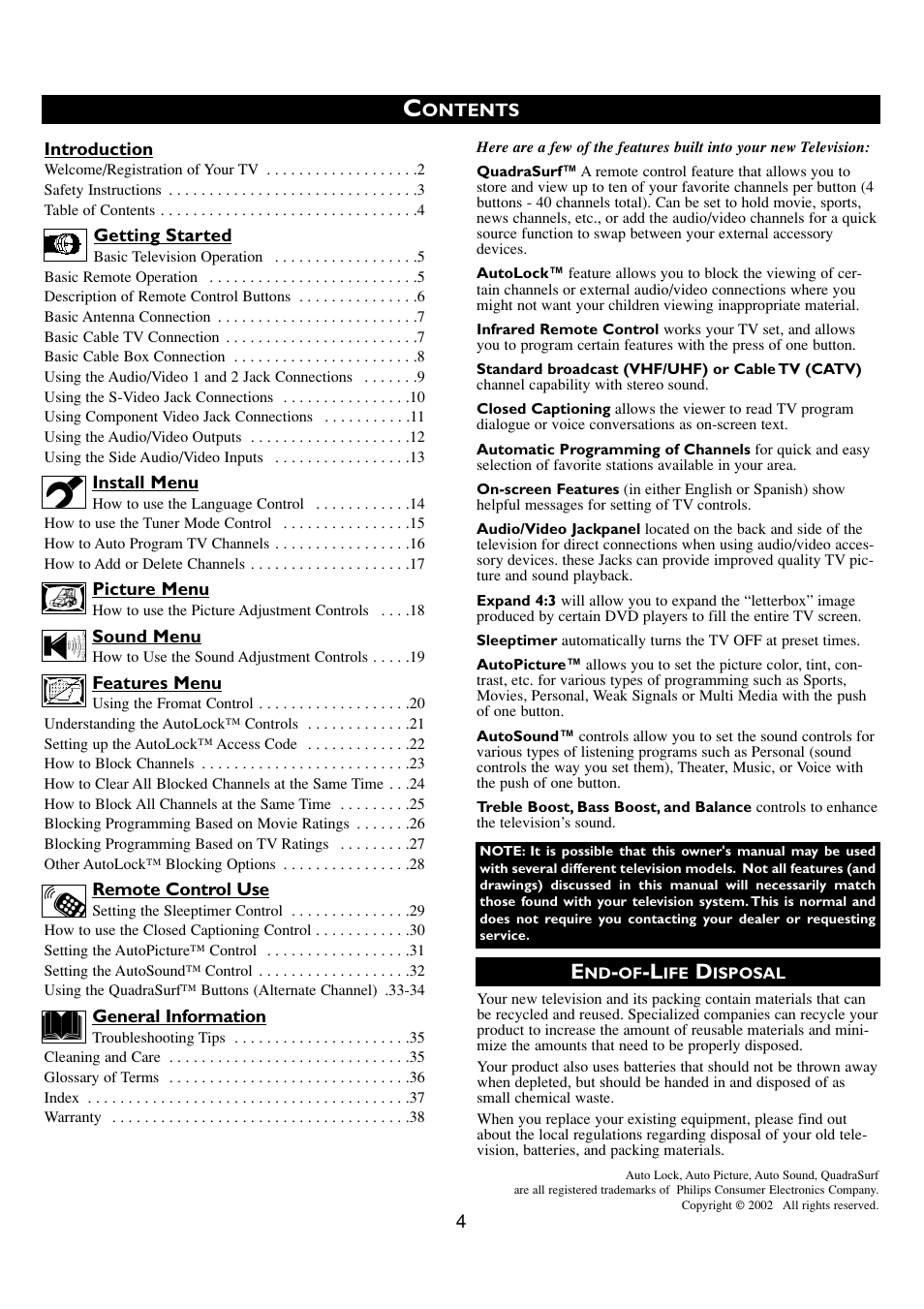 Philips 24PT6341-37E User Manual | Page 4 / 39