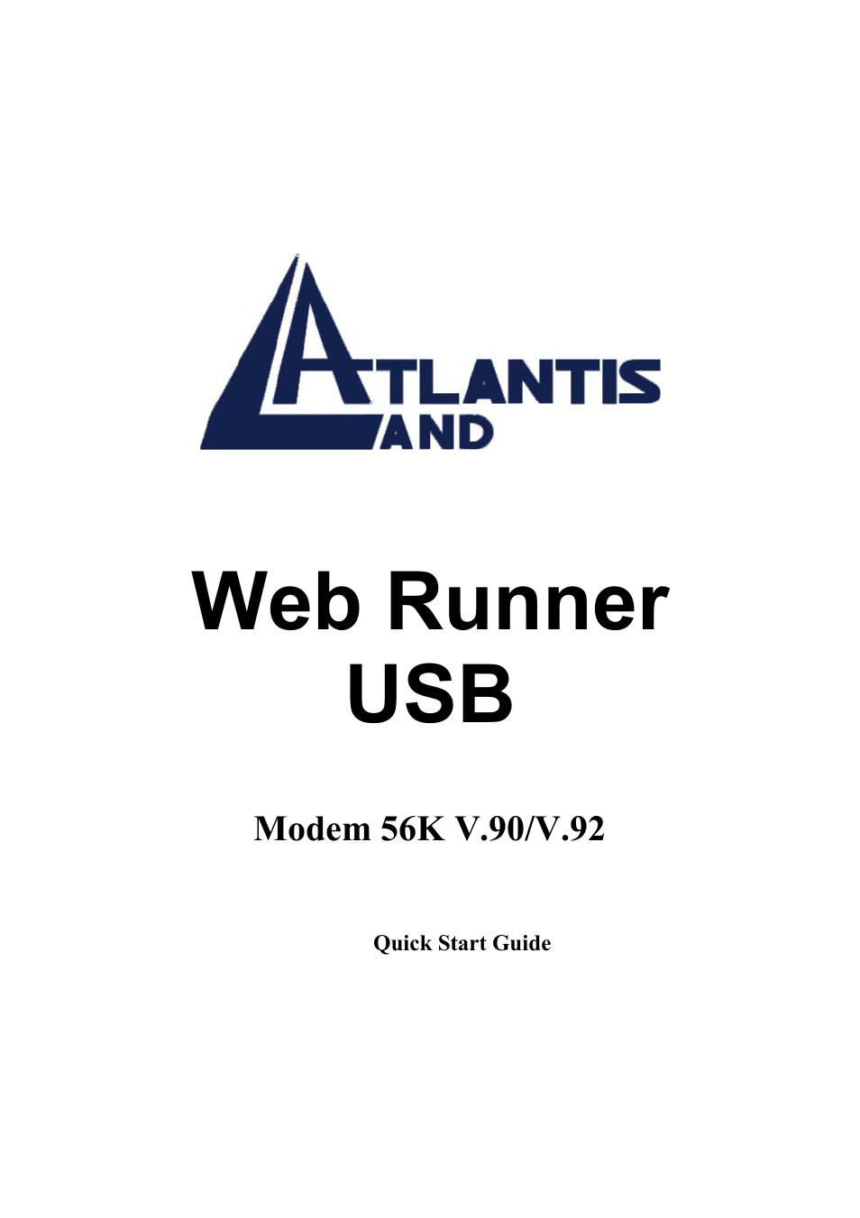 Atlantis Land WEB RUNNER 56K V.90/V.92 User Manual | 14 pages