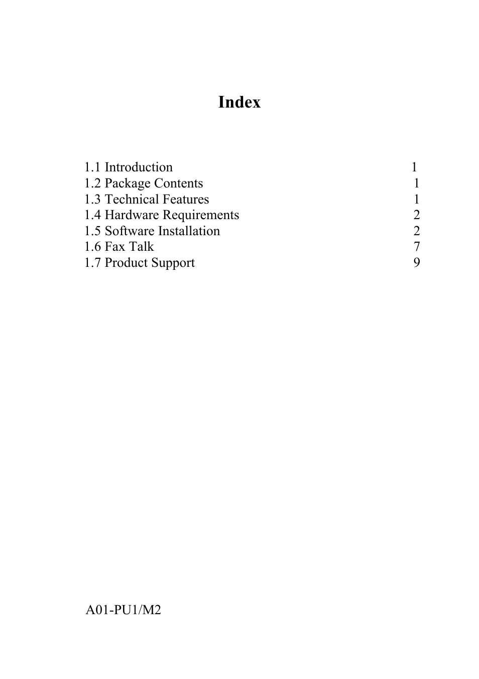 Index | Atlantis Land WEB RUNNER 56K V.90/V.92 User Manual | Page 3 / 14
