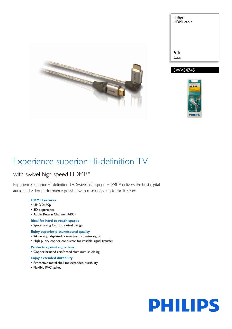 Philips SWV3474S-27 User Manual | 2 pages