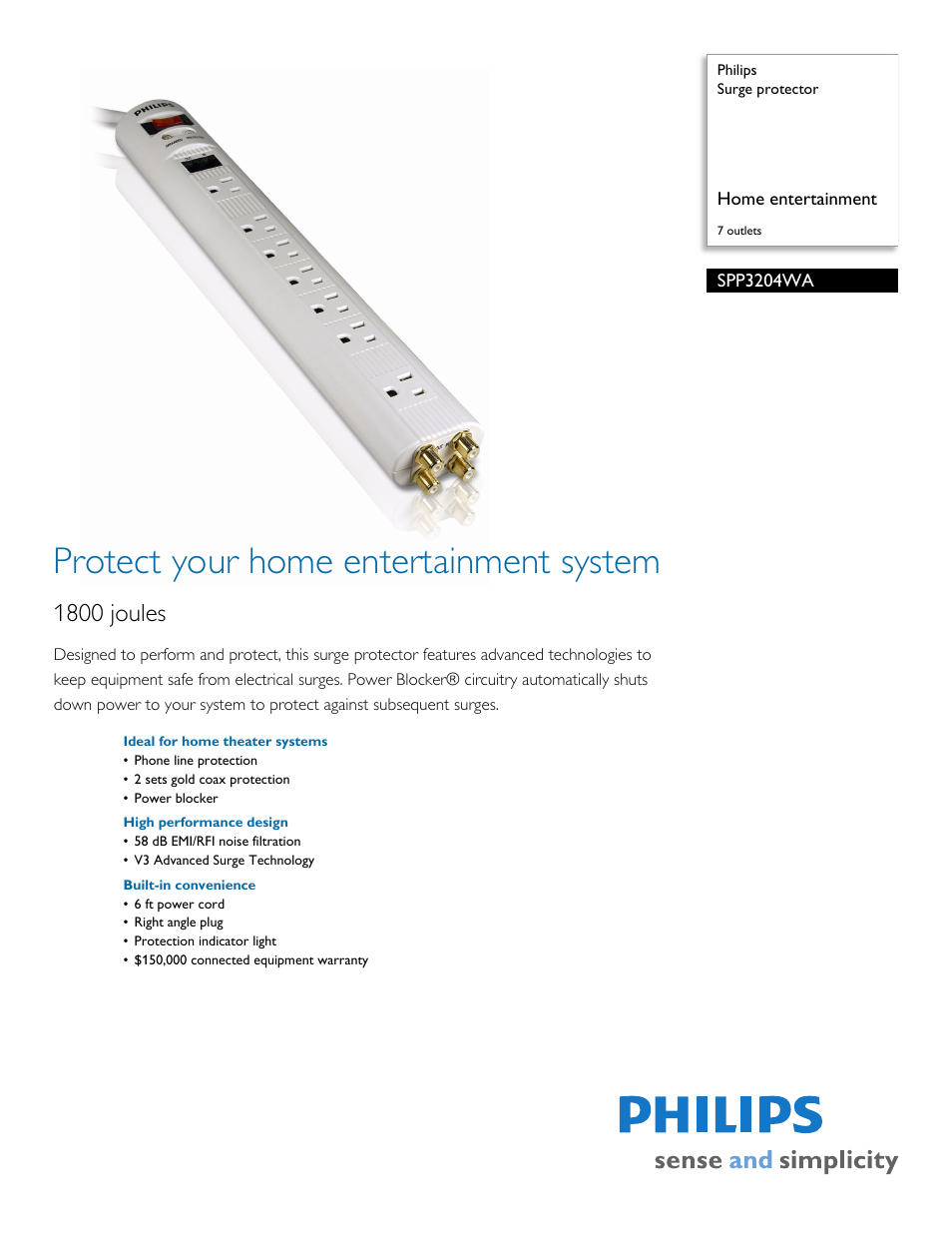 Philips SPP3204WA-17 User Manual | 2 pages