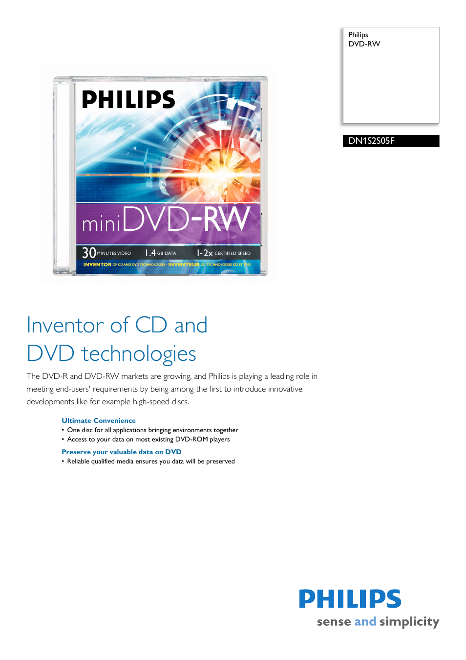Philips DN1S2S05F-17 User Manual | 2 pages