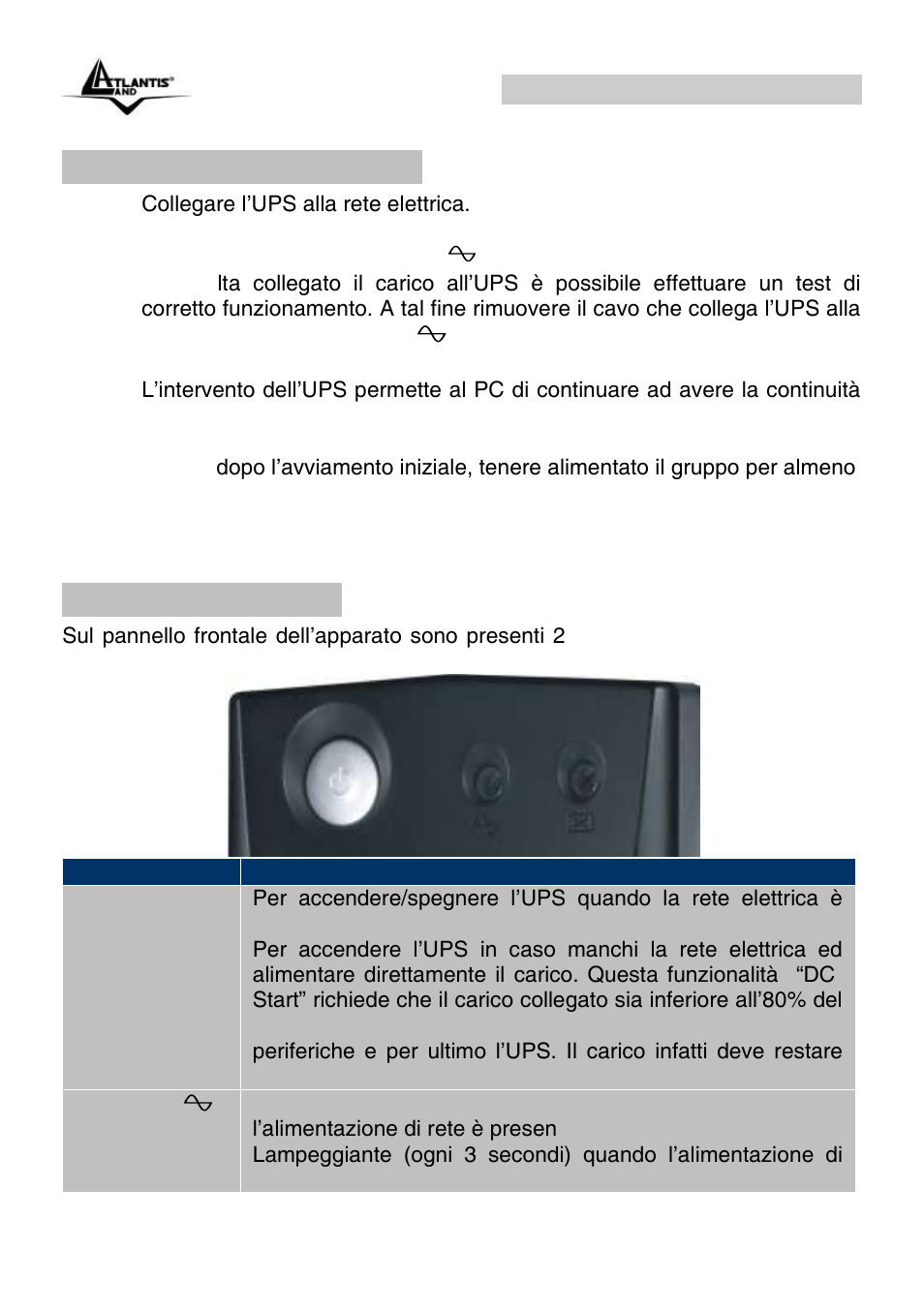 7 test di funzionamento, 8 pannello frontale, Onepower line interactive (it) | Atlantis Land OnePower Line Interactive UPS A03-P551 User Manual | Page 11 / 46
