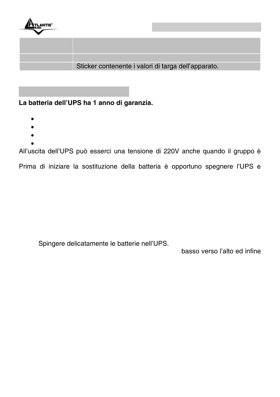 10 sostituzione batterie, Onepower line interactive (it) | Atlantis Land OnePower Line Interactive UPS A03-P551 User Manual | Page 13 / 46