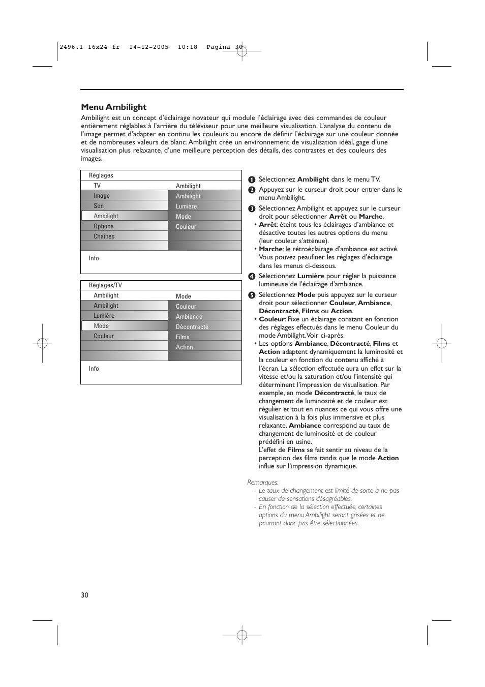 Menu ambilight | Philips 50PF9830A-37B User Manual | Page 114 / 244