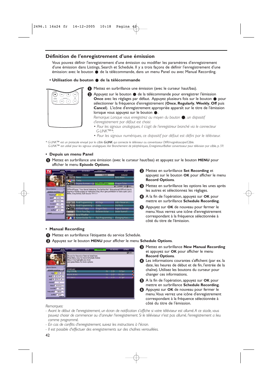 Définition de l'enregistrement d'une émission | Philips 50PF9830A-37B User Manual | Page 126 / 244