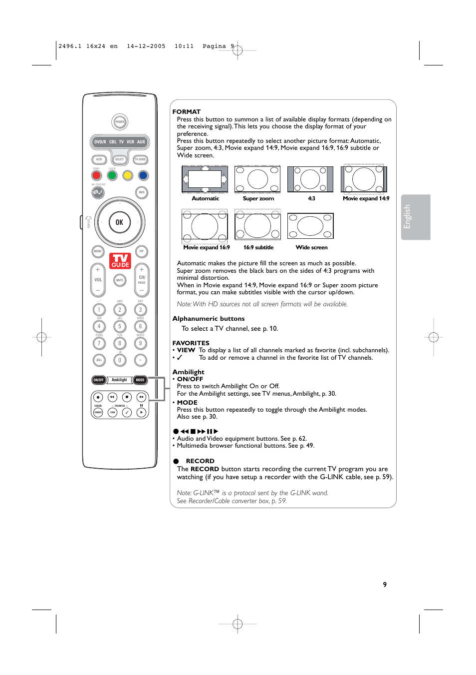 English | Philips 50PF9830A-37B User Manual | Page 13 / 244