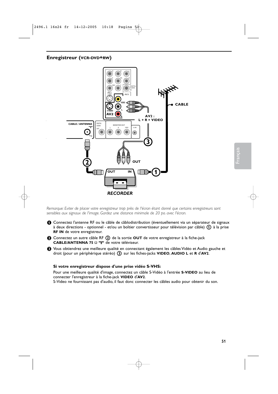 Français, Enregistreur, Recorder | Philips 50PF9830A-37B User Manual | Page 135 / 244