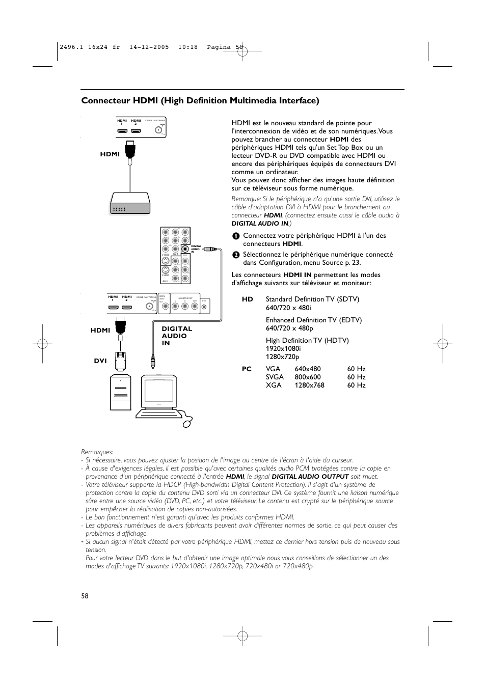 Le signal, Connectez ensuite aussi le câble audio à, Hdmi | Hdmi dvi digital audio in | Philips 50PF9830A-37B User Manual | Page 142 / 244