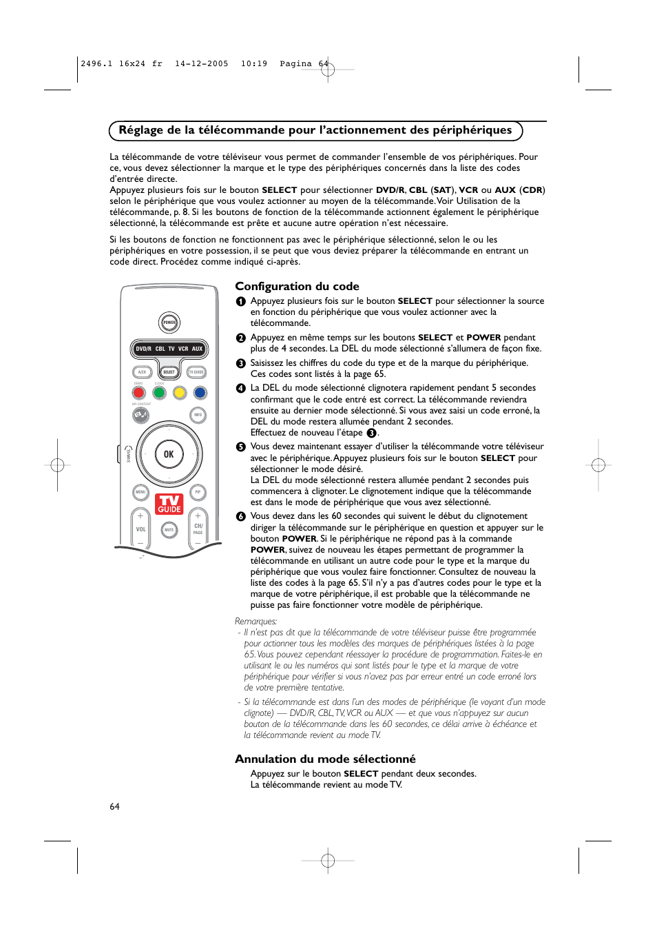 Annulation du mode sélectionné | Philips 50PF9830A-37B User Manual | Page 148 / 244