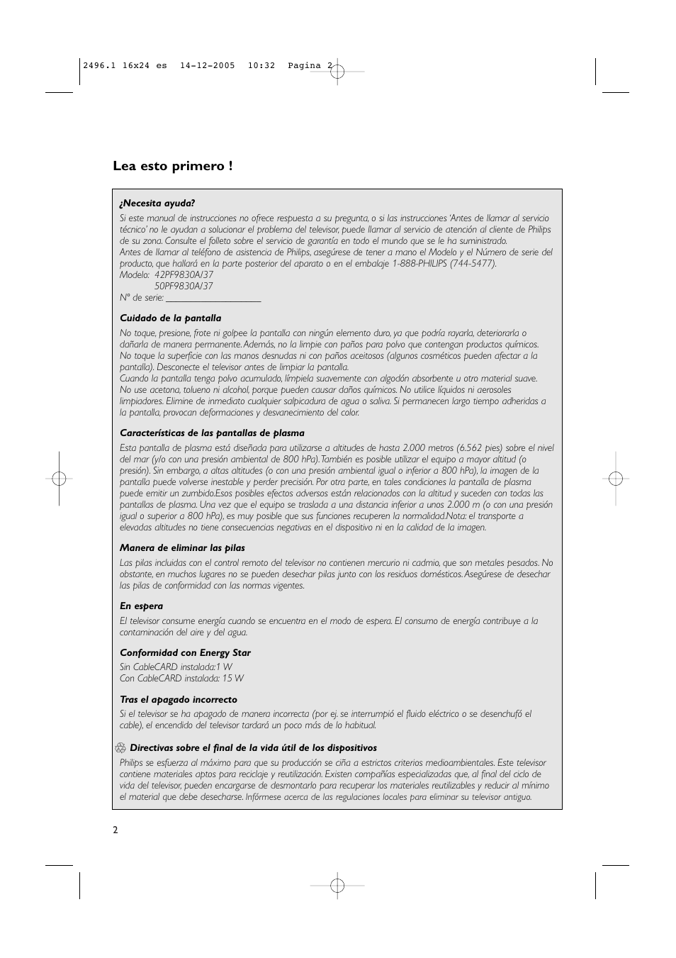 Lea esto primero | Philips 50PF9830A-37B User Manual | Page 166 / 244