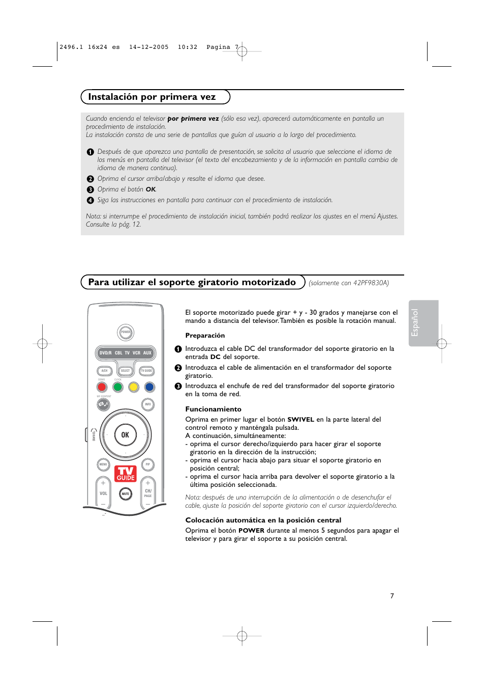 Español | Philips 50PF9830A-37B User Manual | Page 171 / 244