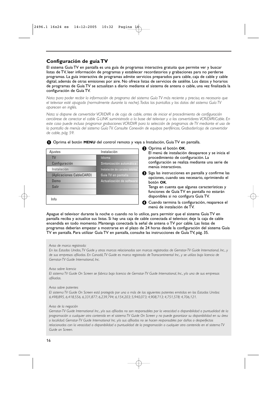 Configuración de guía tv | Philips 50PF9830A-37B User Manual | Page 180 / 244