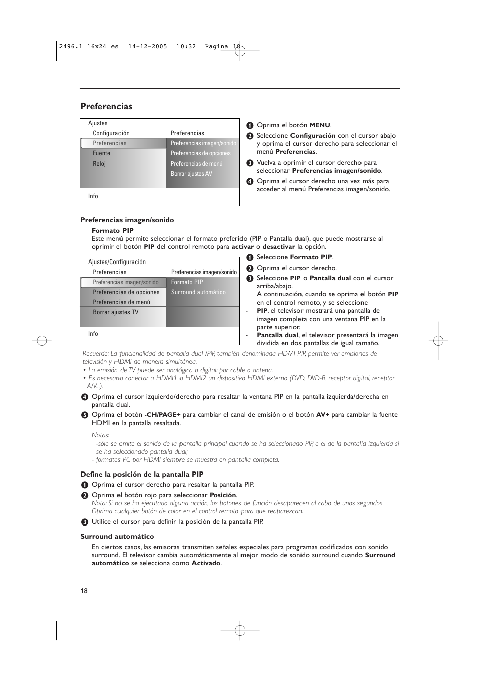 Preferencias | Philips 50PF9830A-37B User Manual | Page 182 / 244