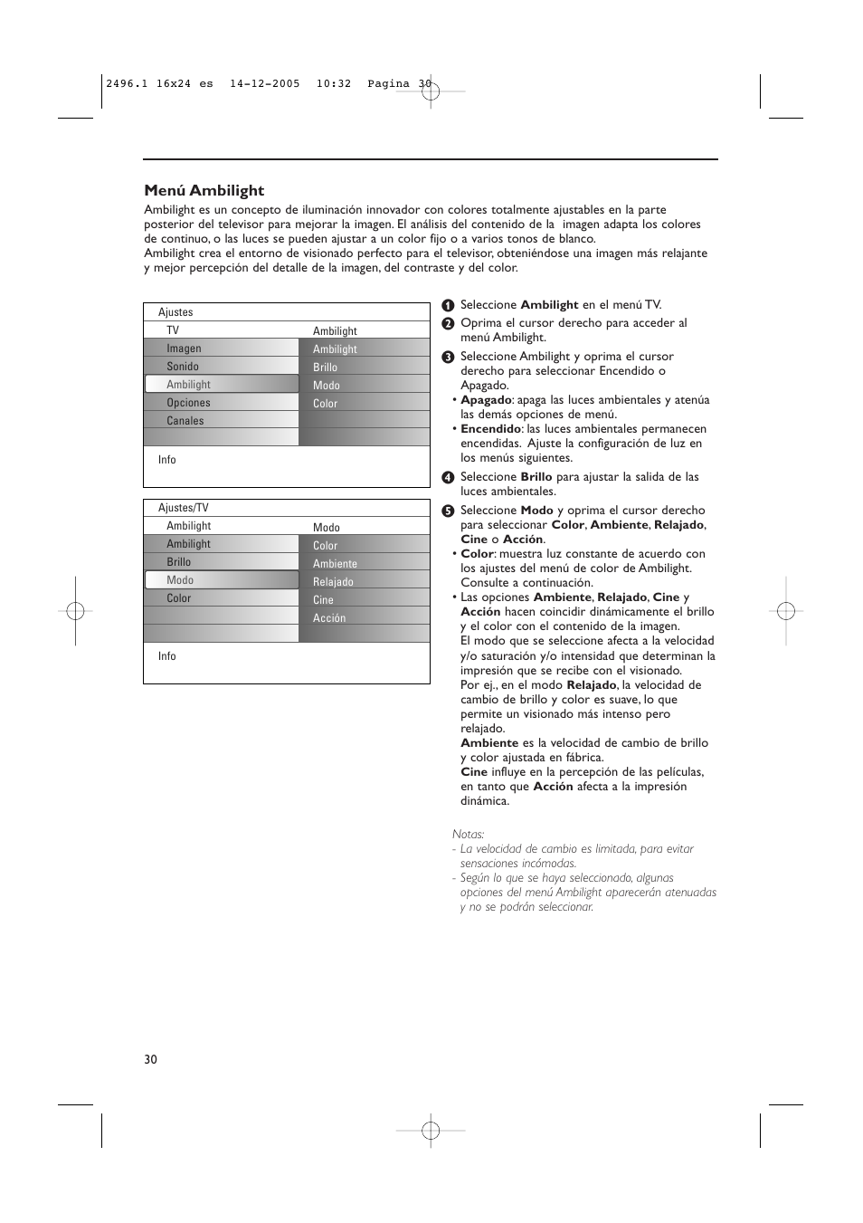 Menú ambilight | Philips 50PF9830A-37B User Manual | Page 194 / 244