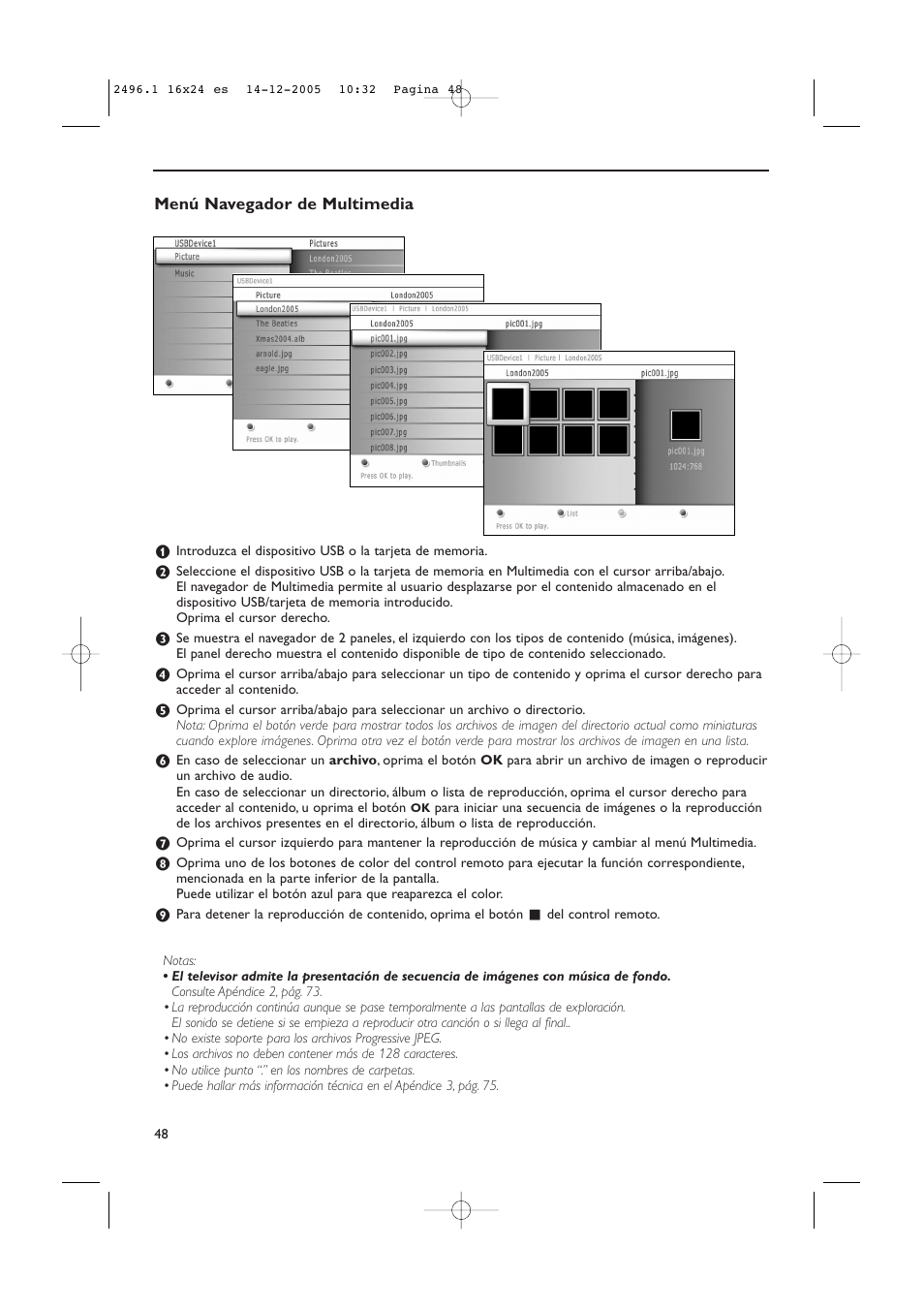 Menú navegador de multimedia | Philips 50PF9830A-37B User Manual | Page 212 / 244