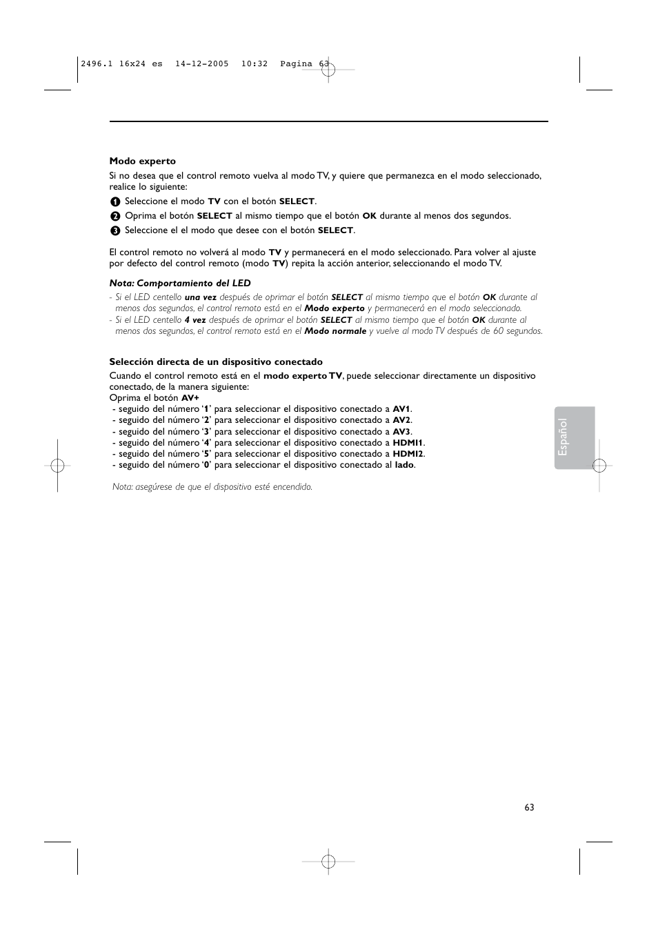 Español | Philips 50PF9830A-37B User Manual | Page 227 / 244