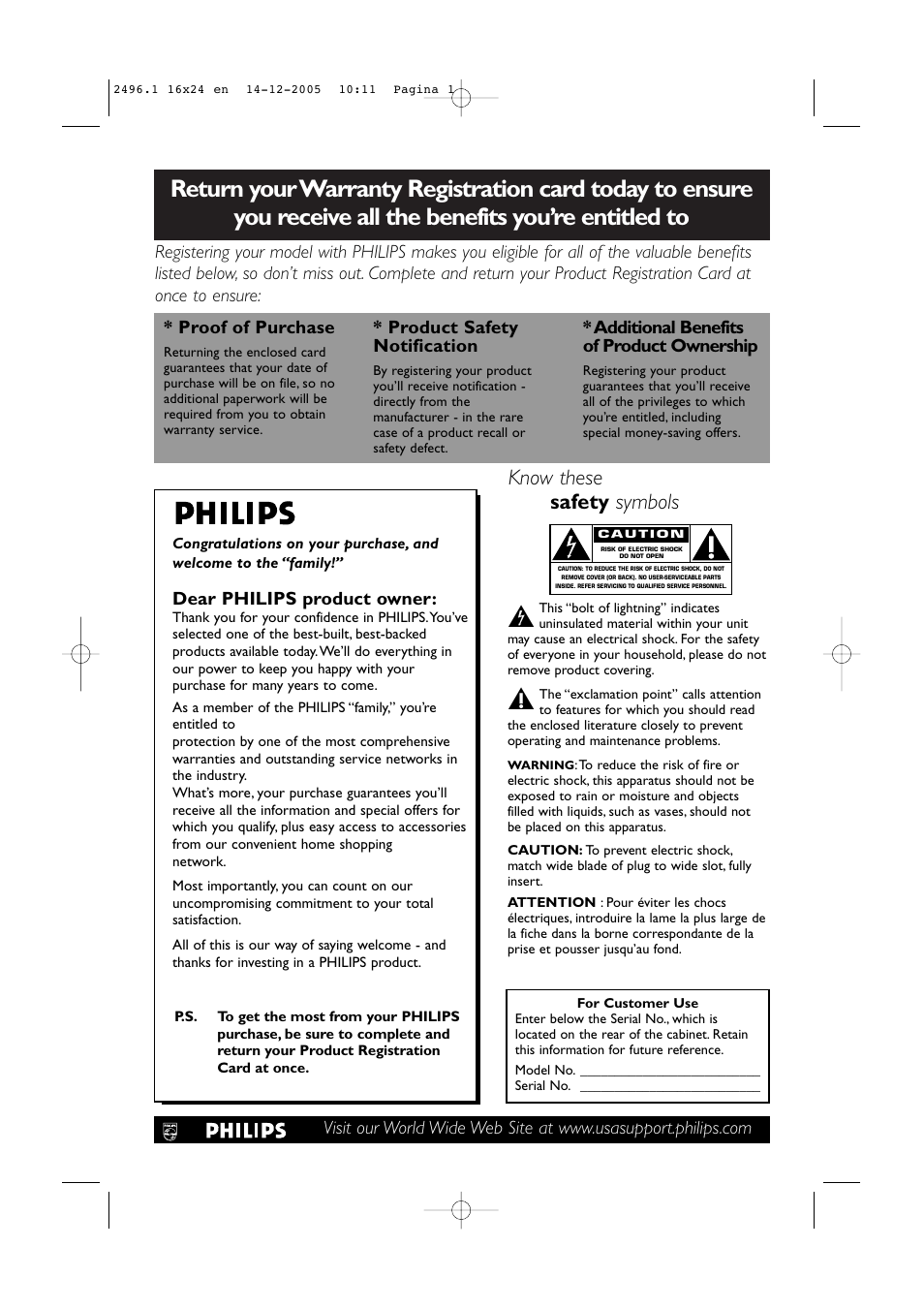 Know these safety symbols | Philips 50PF9830A-37B User Manual | Page 3 / 244