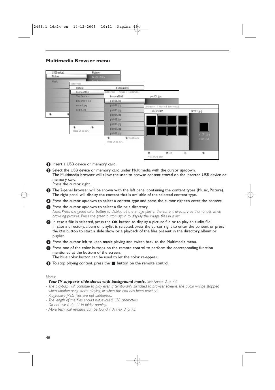 Multimedia browser menu | Philips 50PF9830A-37B User Manual | Page 52 / 244