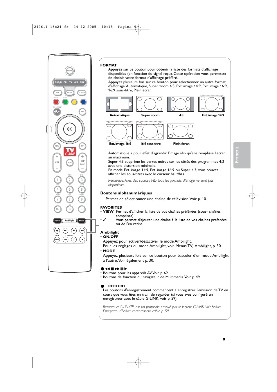 Français | Philips 50PF9830A-37B User Manual | Page 93 / 244