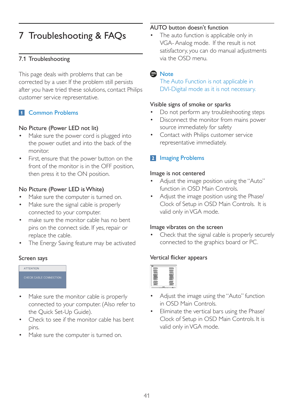 7 troubleshooting & faqs | Philips 226C2SB-00 User Manual | Page 43 / 50