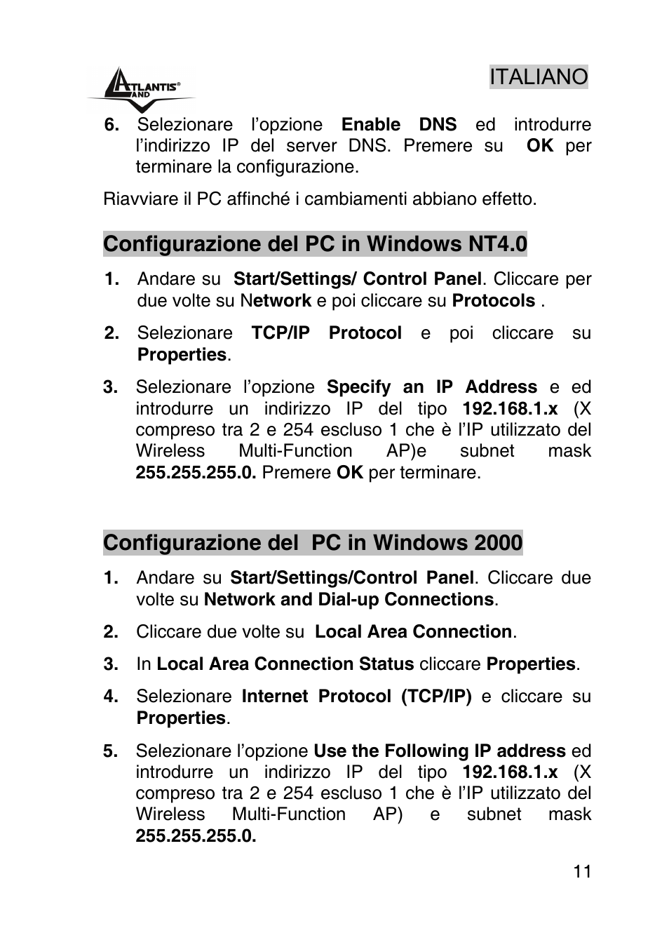 Atlantis Land AP1-54 User Manual | Page 11 / 64