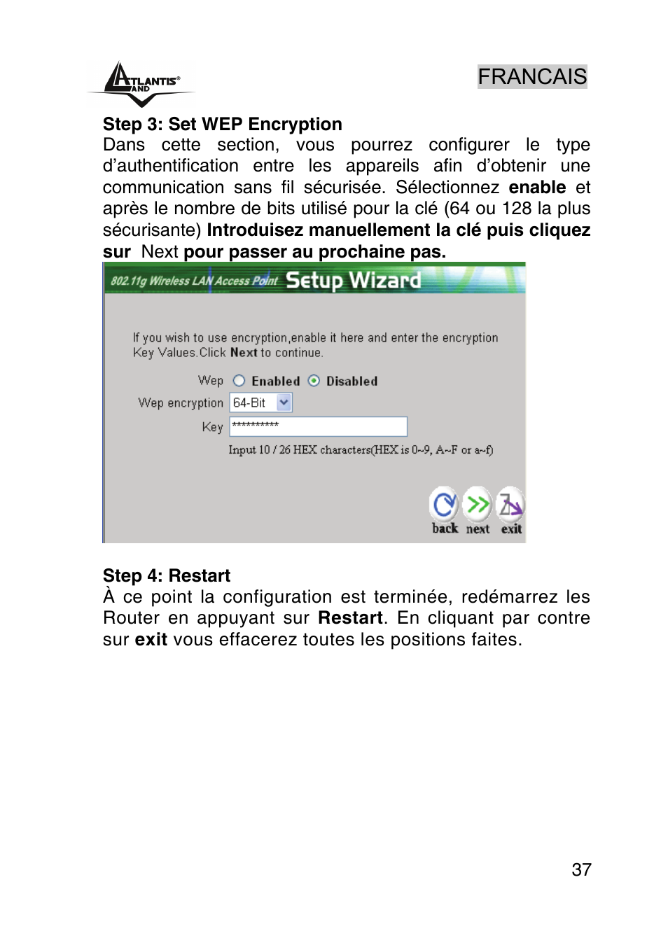 Francais | Atlantis Land AP1-54 User Manual | Page 37 / 64