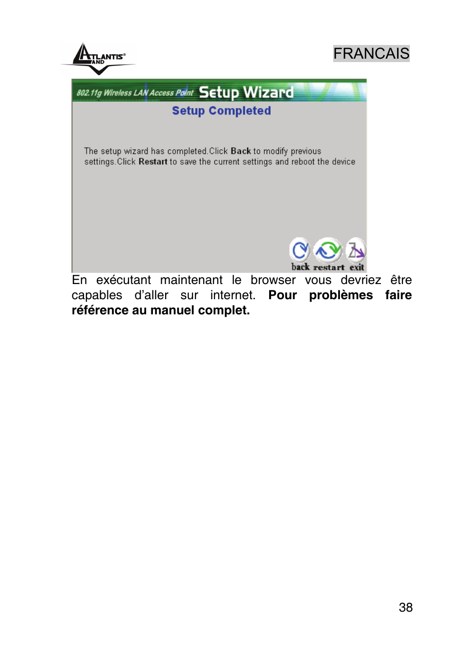 Francais | Atlantis Land AP1-54 User Manual | Page 38 / 64